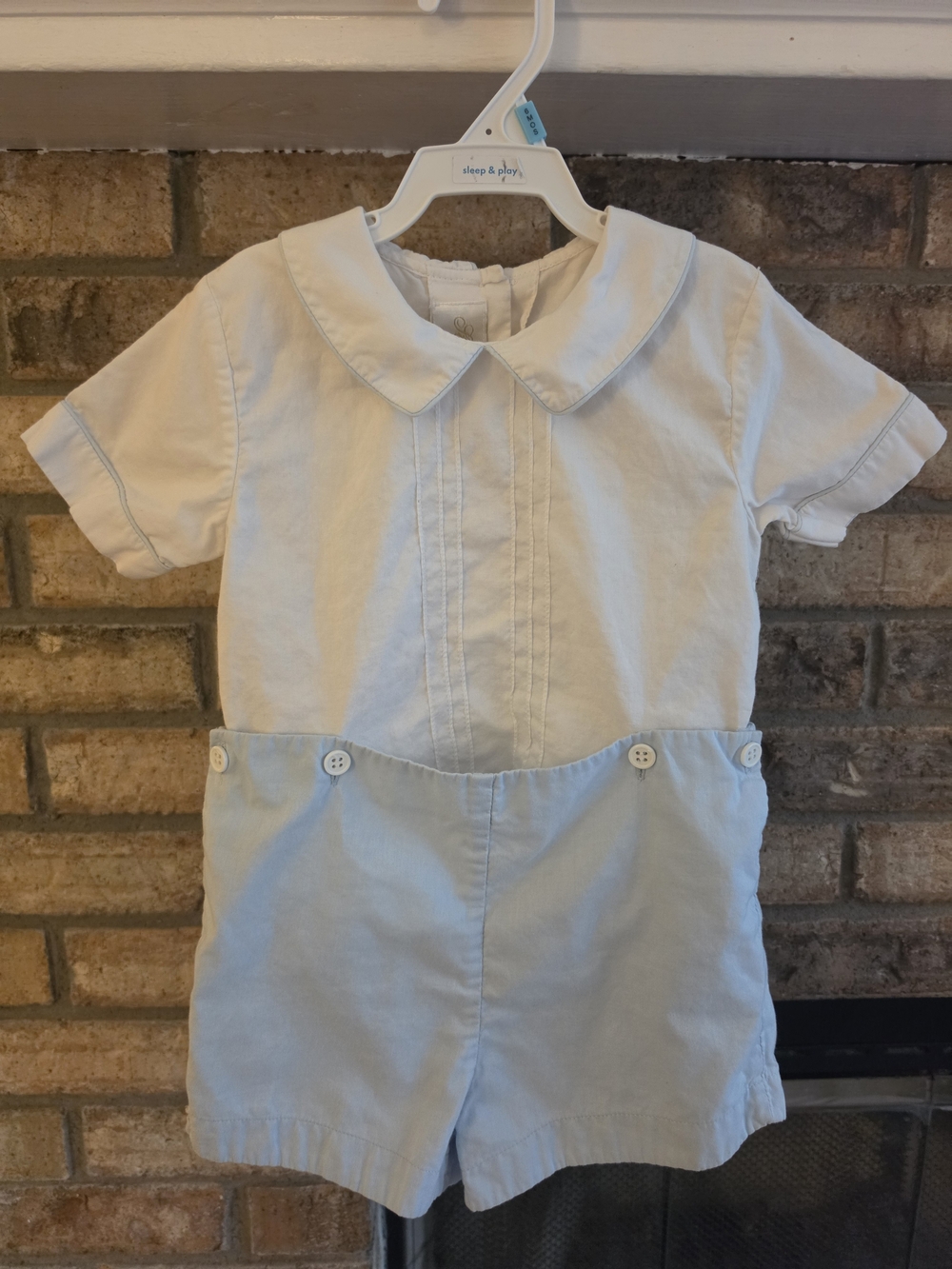 Classic Baby Boy Two-Tone Bobby Suit- Light Blue & White